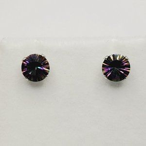 10K White Gold Mystic Topaz 6x6mm Stud Earrings